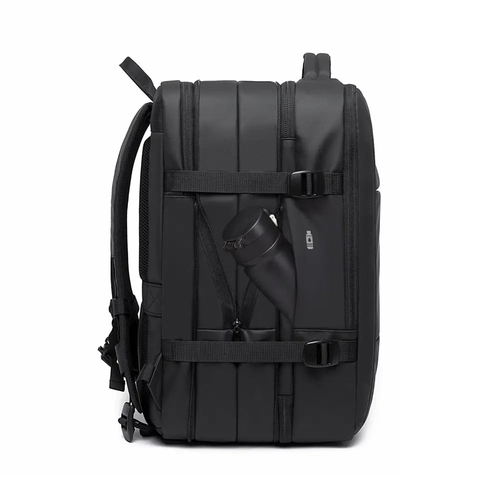 Mochila The Expandable Plus de Bange Perú para viajes, color negro, compartimiento expandible
