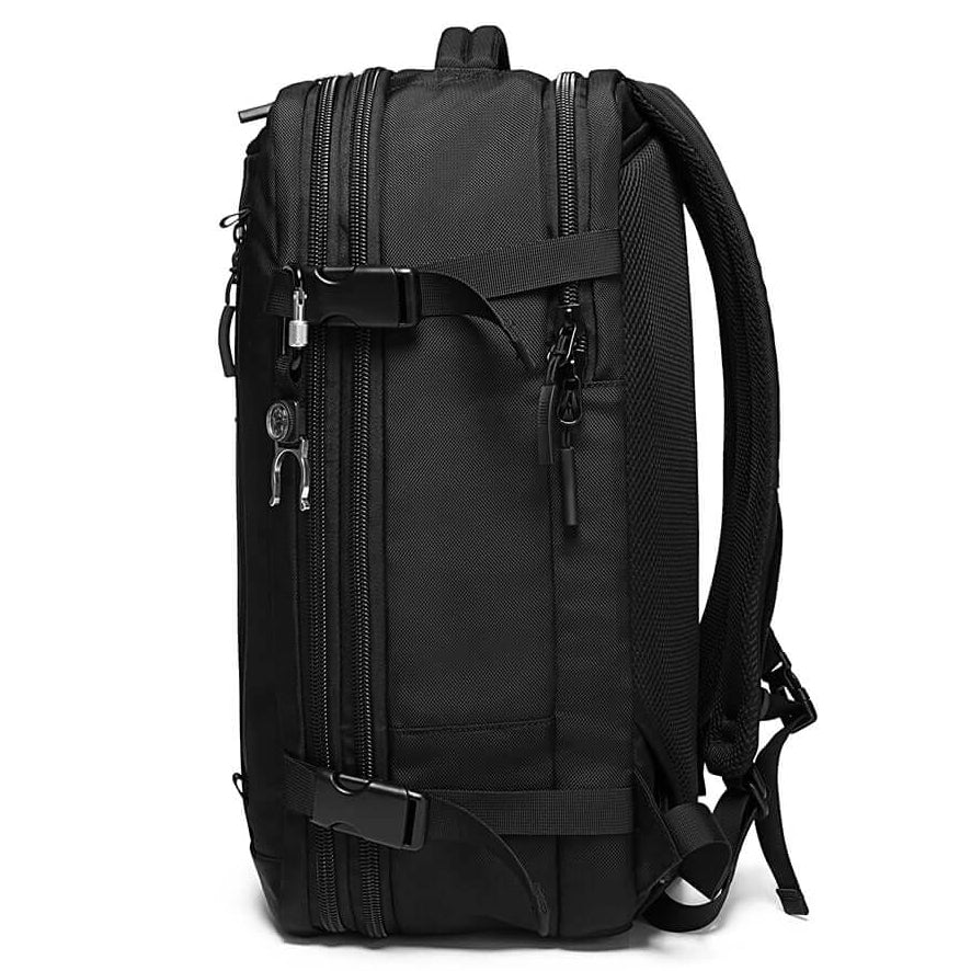 Mochila The Journeypack de Bange Perú para viajes, color negro y modelo expandible